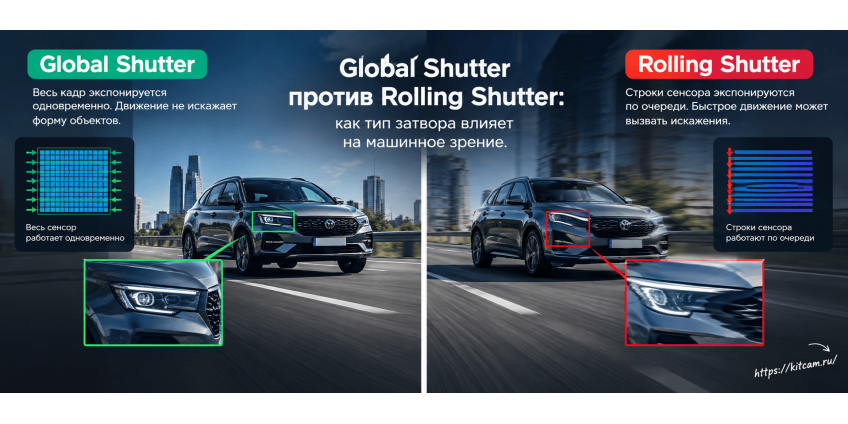 Global Shutter против Rolling Shutter: как тип затвора влияет на машинное зрение