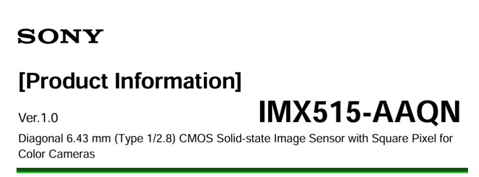 Технические характеристики и архитектура сенсора Sony IMX515
